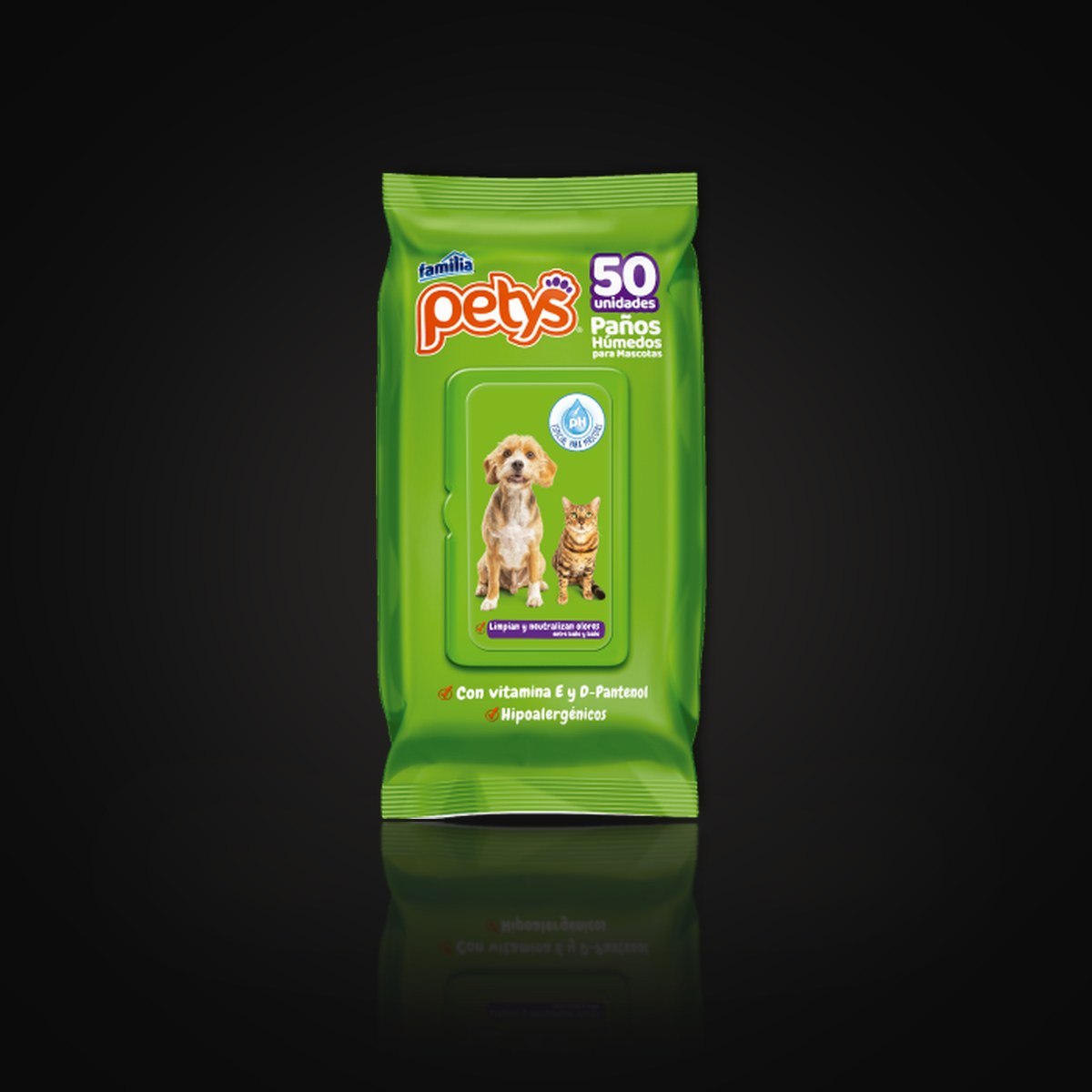 Pañitos Humedos Verdes Petys x 50 und